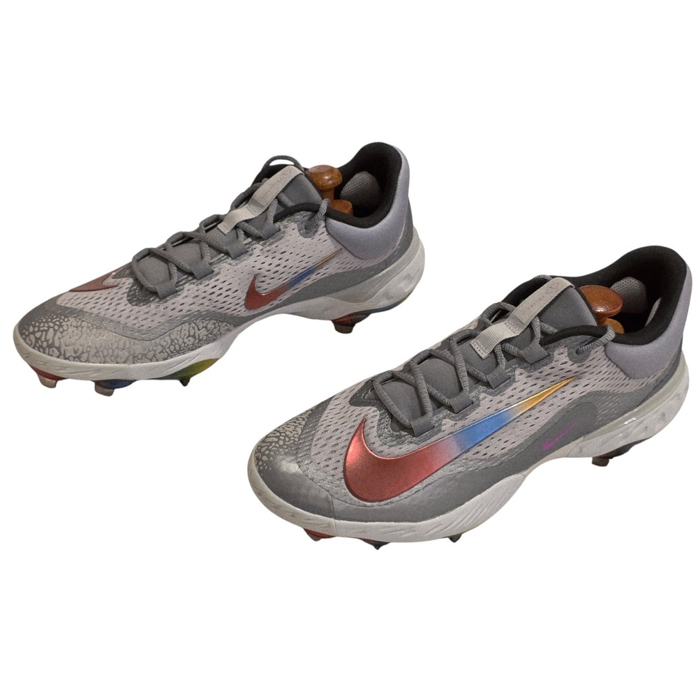 Nike Alpha Huarache Elite 4 Grey Rainbow Baseball Cleats FZ3328-001 Mens 12